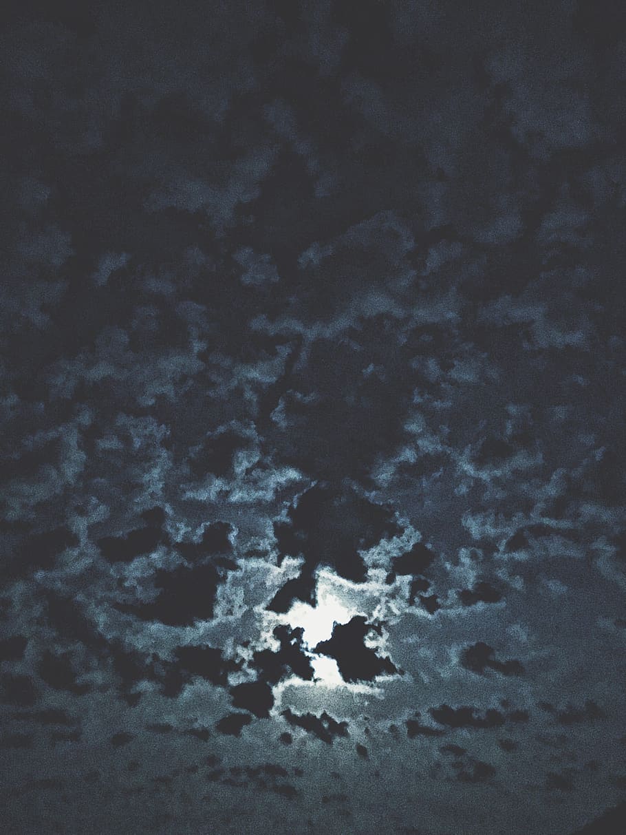 Moon Surrounded By Clouds, dark, night, outdoors, sky, winter HD wallpaper