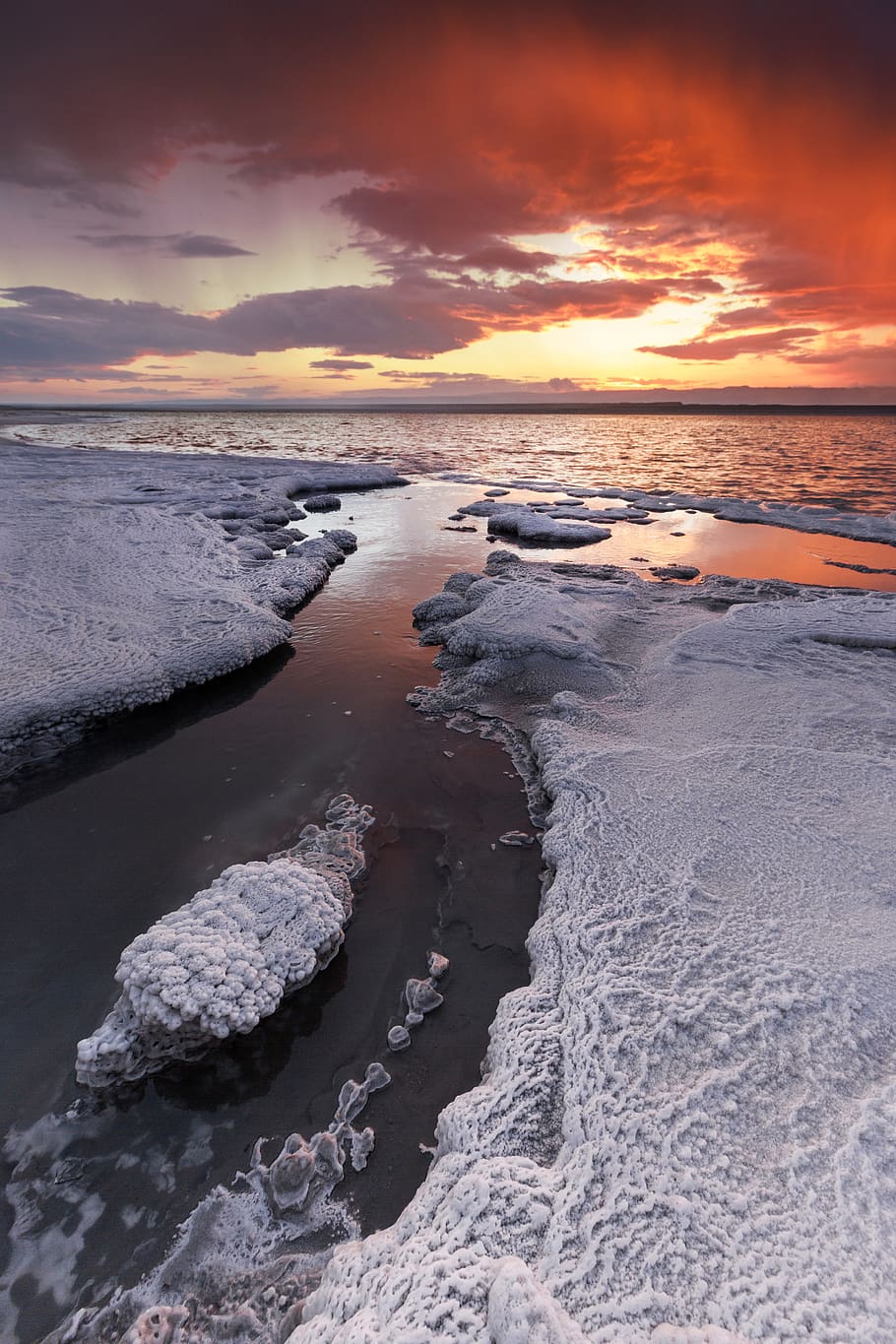 Ice Berg Near Body of Water, cloud formation, clouds, coast, evening HD wallpaper