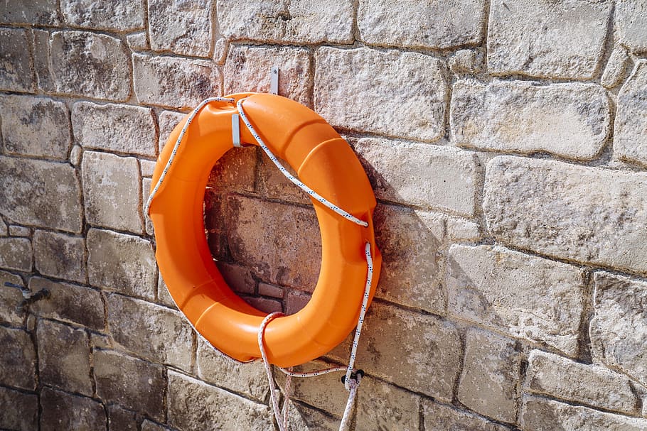 orange life knig, orange color, life belt, no people, wall - building feature HD wallpaper