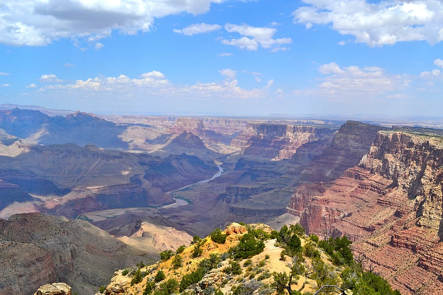 grand canyon, terrain, sky, clouds, desert, rocky, scenics - nature HD wallpaper