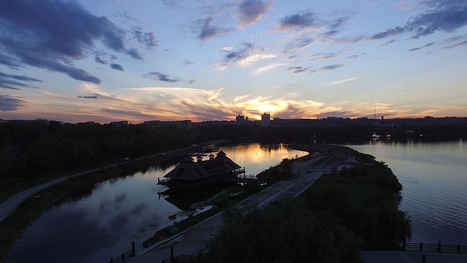 украина, днипро, sunset, water, sky, reflection HD wallpaper