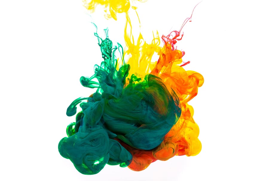 Green Orange And Yellow Ink Cloud Photo, Backgrounds, Textures HD wallpaper