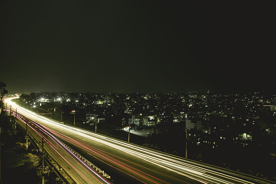 Photography of Bridge, action, asphalt, blur, car, city, dark HD wallpaper