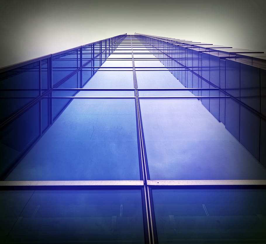 building, high, architecture, blue, sky, modern, urban, facade HD wallpaper