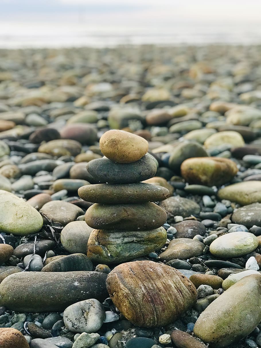 rock stack, beach, rocks, stacked, balance, zen, tranquil, stone - object HD wallpaper
