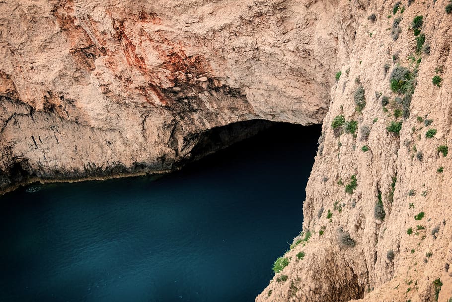 greece, porto katsiki, landscape, water, sea, nature, cave, HD wallpaper