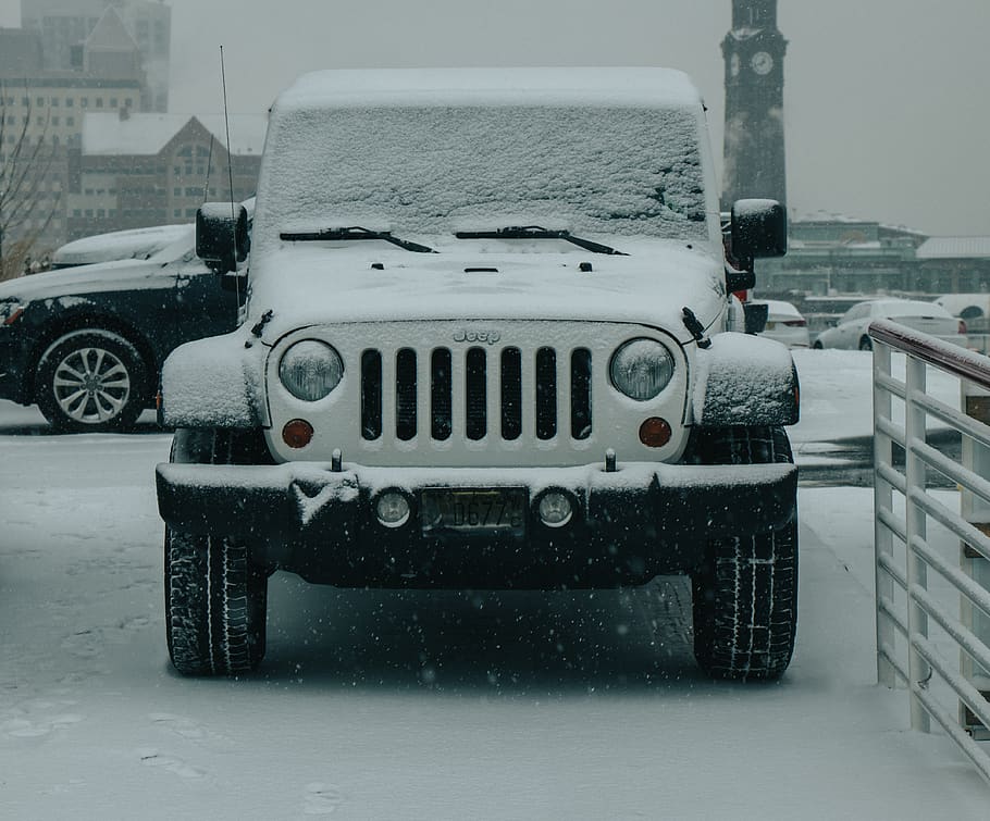 HD wallpaper: white Jeep Wrangler covered by snow, cold temperature, winter  | Wallpaper Flare