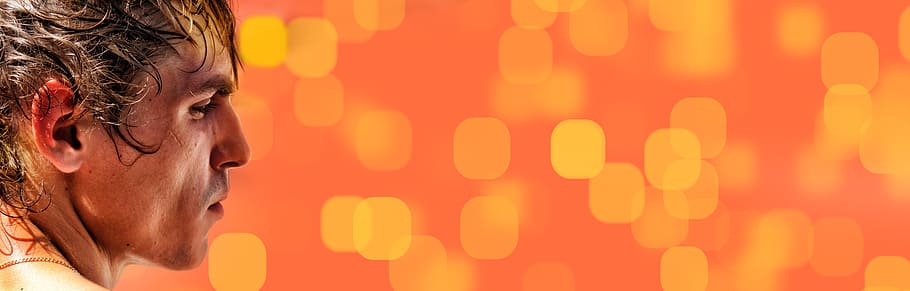 man, young, face, view, direction, bokeh, orange, person, human body part HD wallpaper