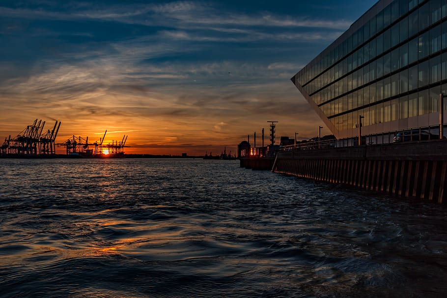 elbe, architecture, hamburg, building, river, city, germany HD wallpaper