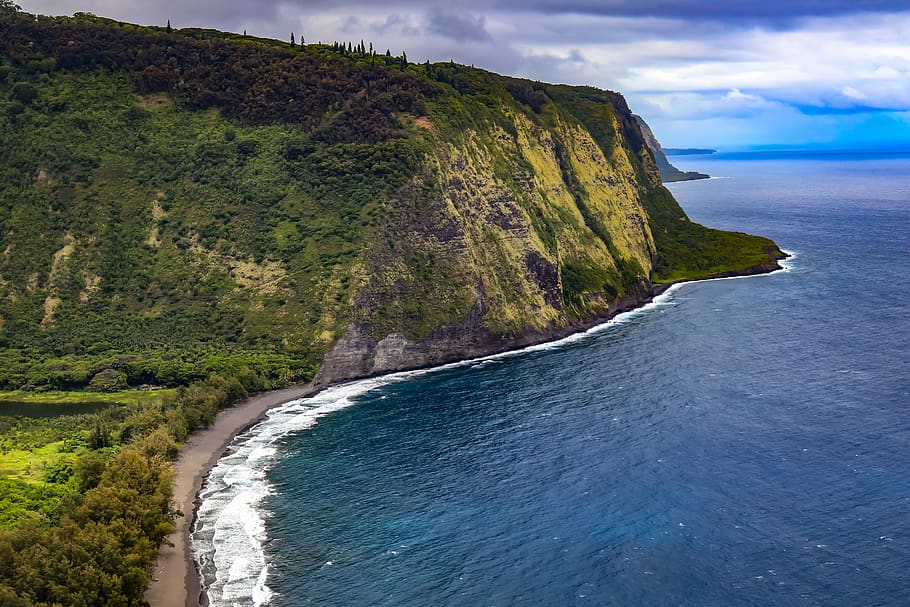 seashore, water, panoramic, landscape, hawaii, waipio valley