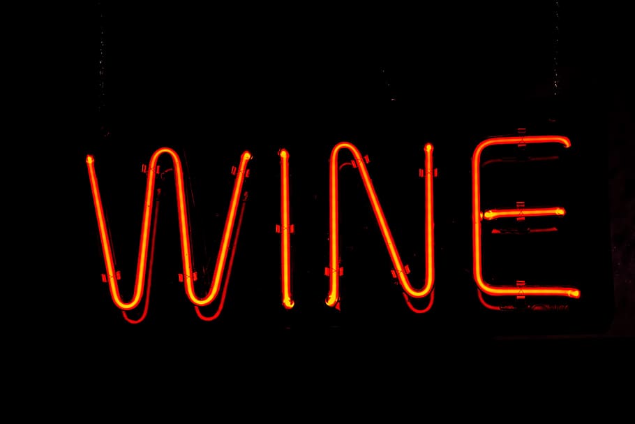 Red Wine Led Signage With Black Background, alphabets, close-up HD wallpaper