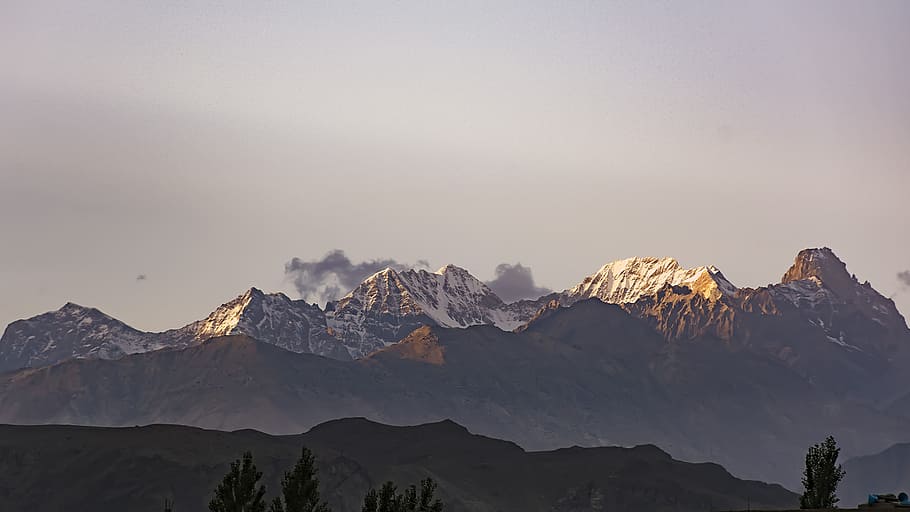 bird's eye view of mountain peaks, landscape, panoramic, panorama HD wallpaper