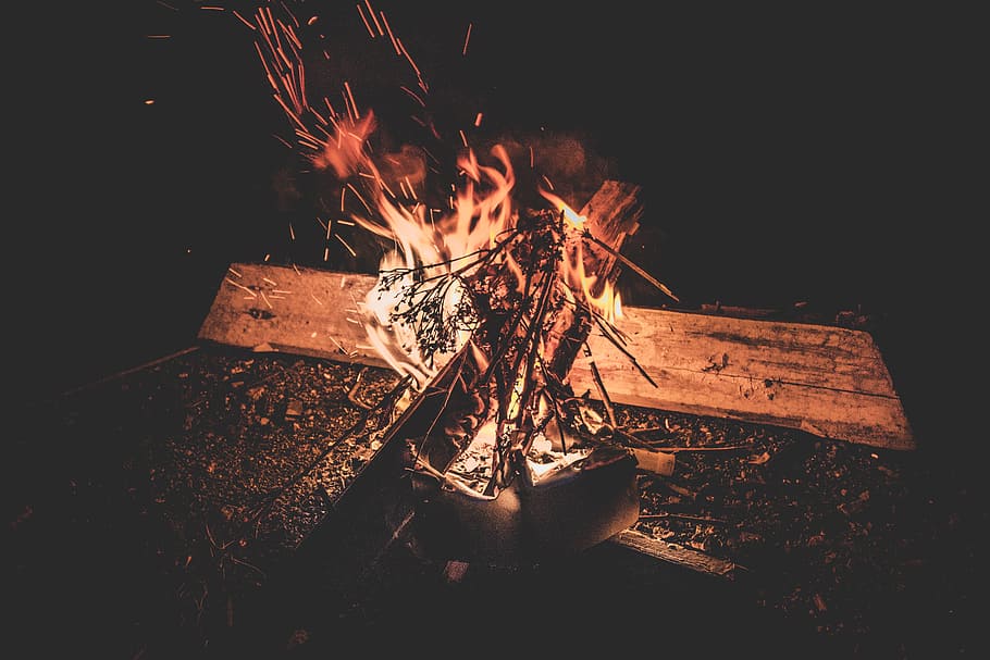 Photo Of Bonfire, blaze, campfire, firewood, flame, heat, light HD wallpaper