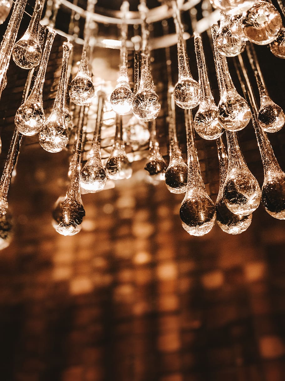 clear glass chandelier, lamp, las vegas, united states, crystal