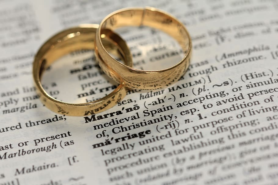 two gold-colored rings on paper, accessories, accessory, jewelry HD wallpaper