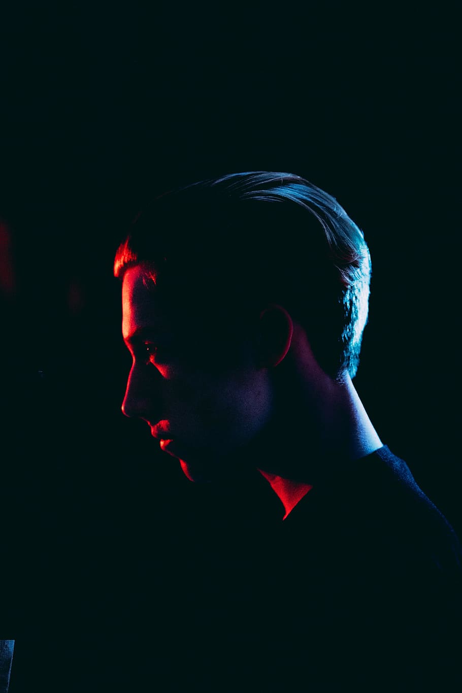 human, person, light, laser, portrait, light and dark, dramatic HD wallpaper