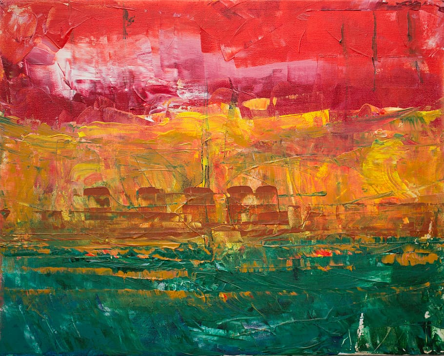 ship abstract painting, art, texture, modern art, pattern, red HD wallpaper