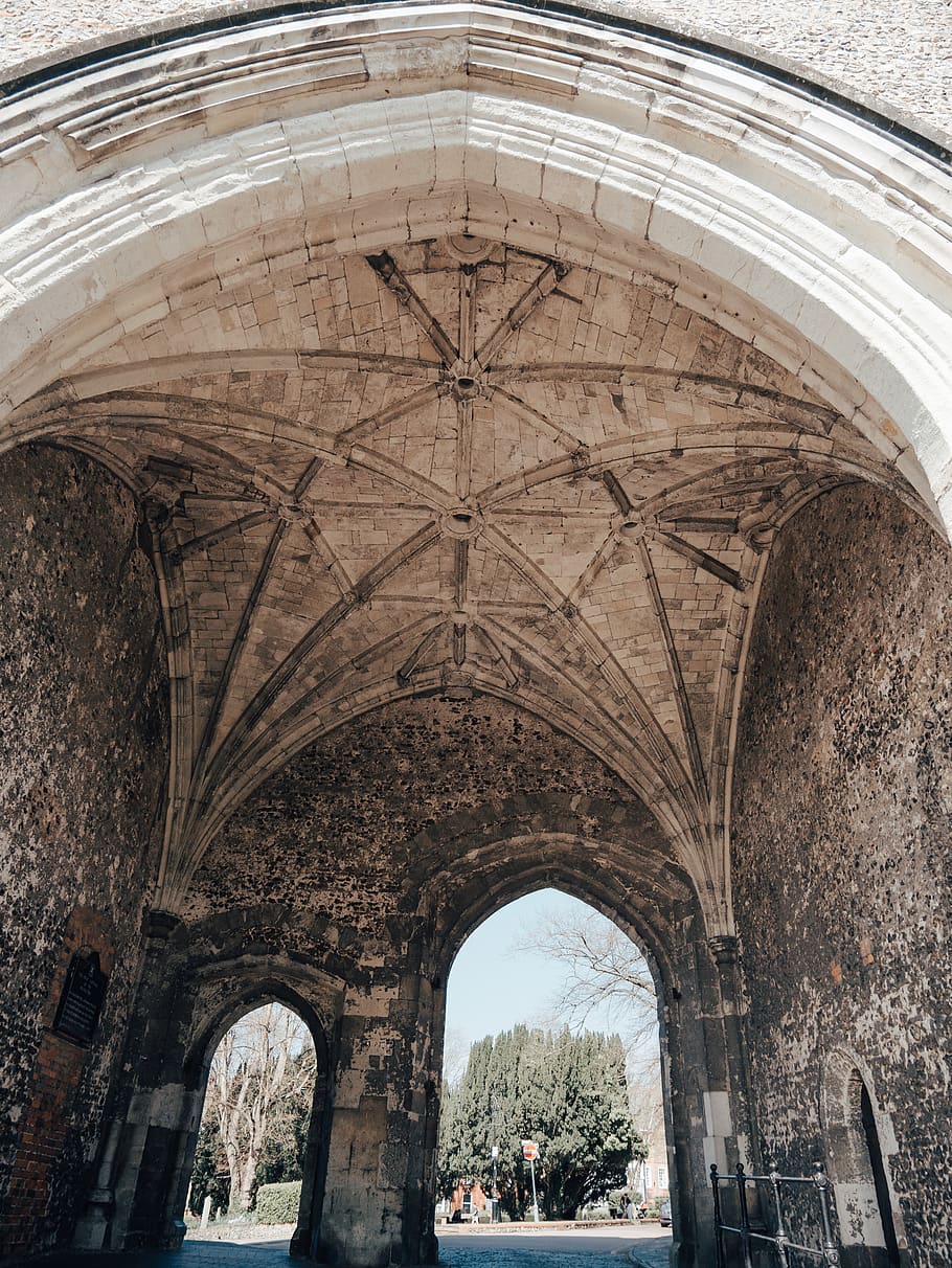 building, architecture, corridor, arched, amersham, amersham 2 HD wallpaper