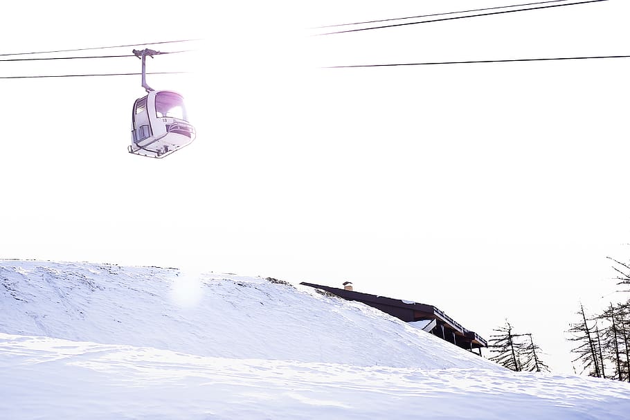 cable car, nature, outdoors, snow, person, human, vehicle, aircraft HD wallpaper