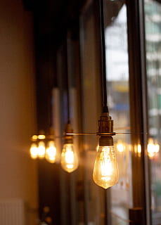brown light bulbs, lightbulb, light fixture, lamp, lighting, restaurant HD wallpaper