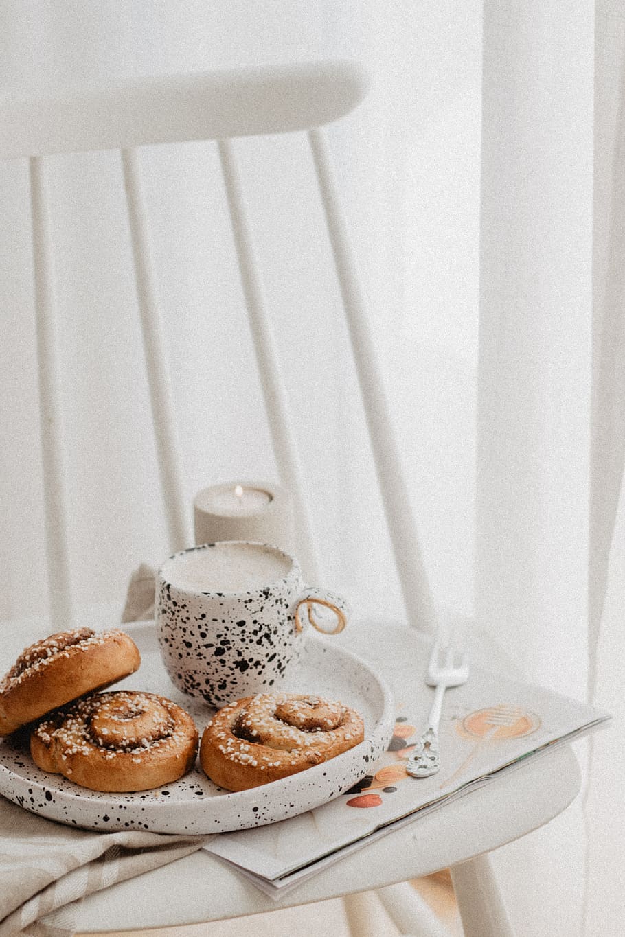 food, bread, cup, bun, breakfast, pottery, cream, ice cream HD wallpaper
