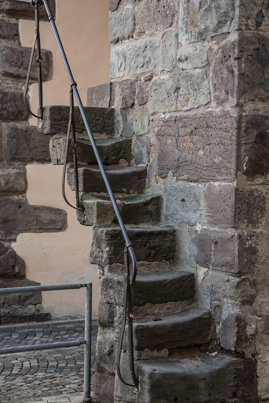 stairs, wall, stone, gradually, middle ages, stone stairway HD wallpaper