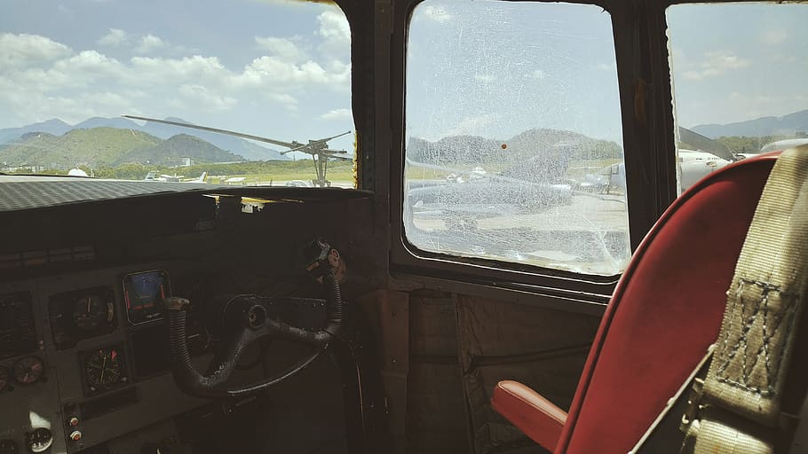 red pilot seat, glass - material, vehicle interior, transportation HD wallpaper