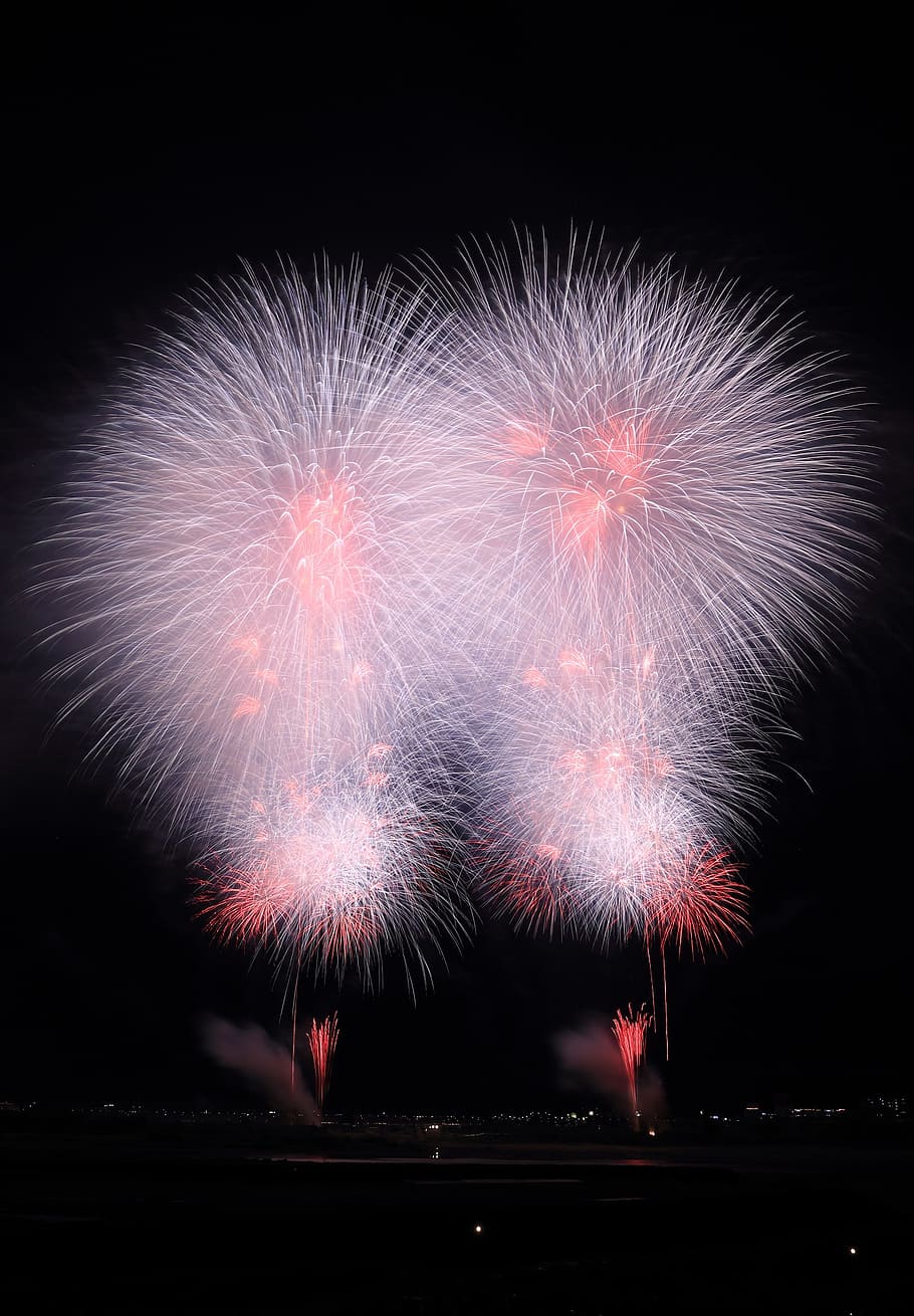 fireworks, spark, clouds, sky, nature, smoke, celebration, party HD wallpaper