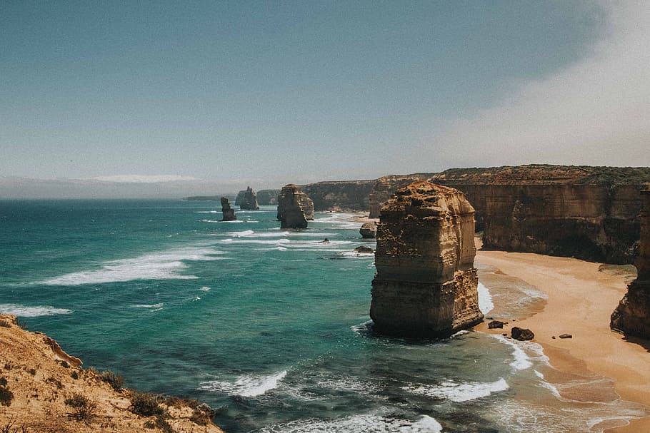 1170x2532px | free download | HD wallpaper: giant stones on seashore ...