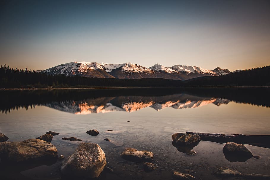mountains, jasper, nature, earth, Canada, lake, water, scenic HD wallpaper