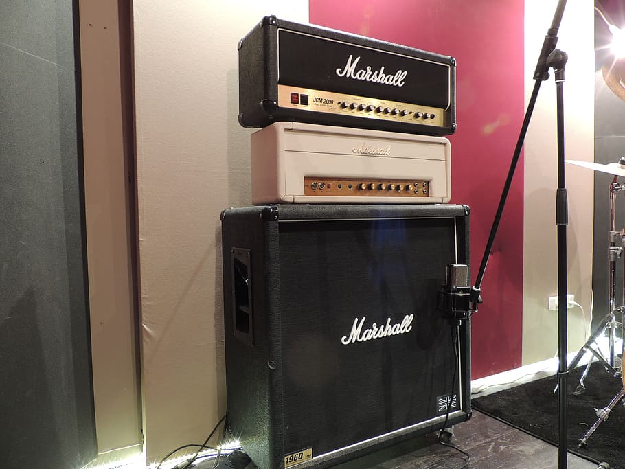 microphone, cabinet, studio, recording studio, jcm, marshall HD wallpaper