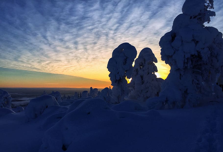 finland, lappi, sky, winter, cold temperature, sunset, cloud - sky HD wallpaper