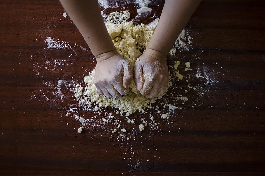 Person Mixing Dough, baker, bakery, baking, bread, flour, knead