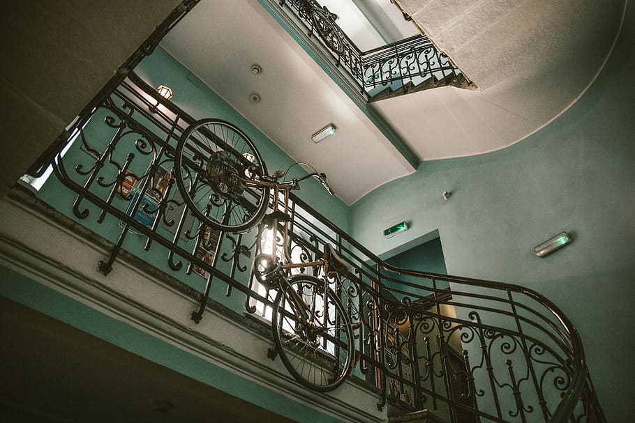 poland, kraków, railing, indoors, staircase, steps and staircases HD wallpaper