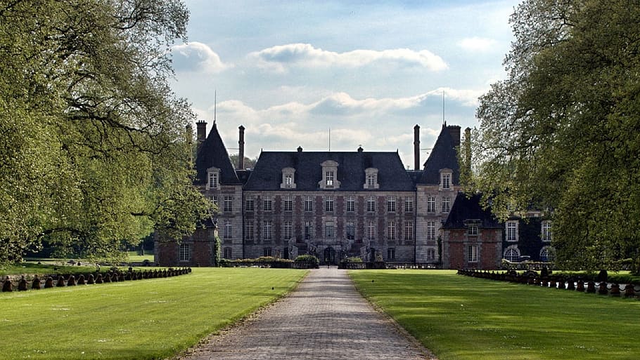 chateau, courances, construction, architecture, keep, castle HD wallpaper
