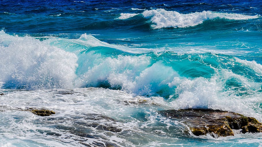 Body of Water Waves, beach, blue, HD wallpaper, motion, nature HD wallpaper