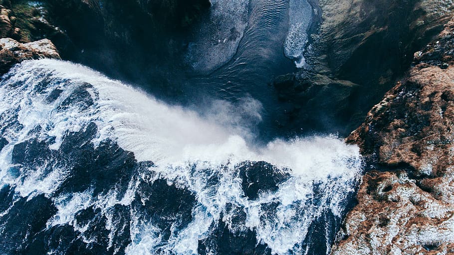 waves, ocean, sea, river, lake, mountain, aerial, travel, adventure HD wallpaper