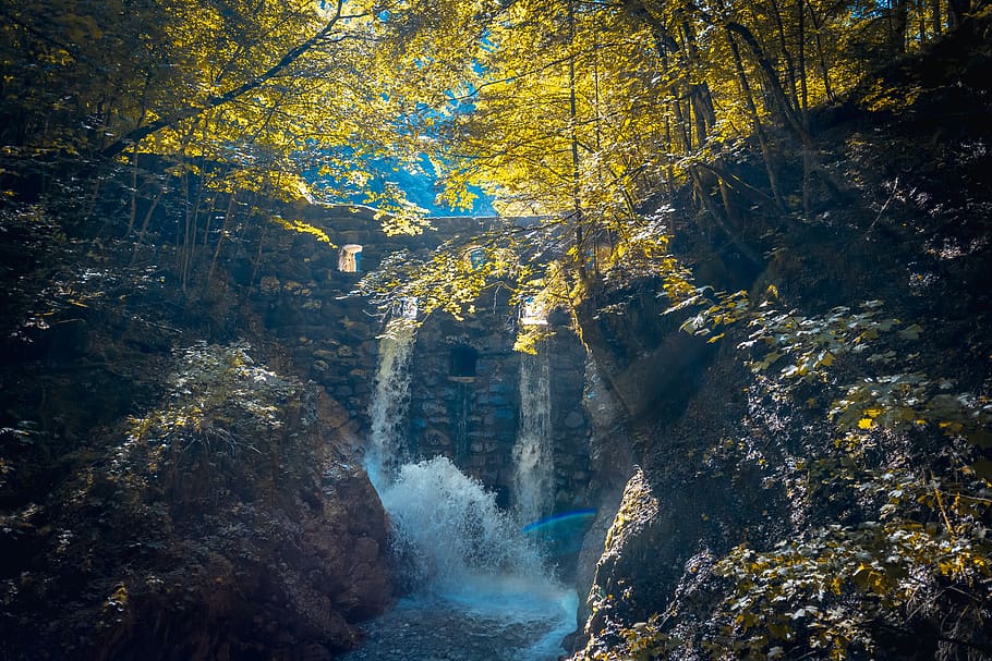 wolf gorge, stans, tyrol, clammy, bach, water, sidewalk, tree, HD wallpaper