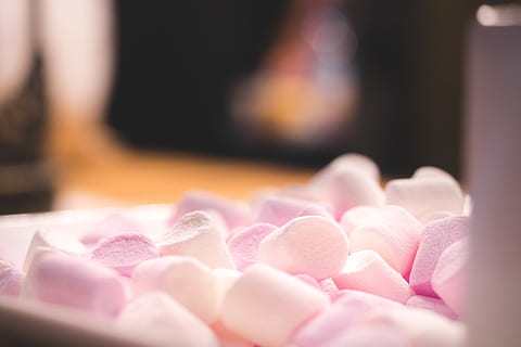 Photo of Marshmallows, blur, bright, candy, color, focus, still life HD wallpaper