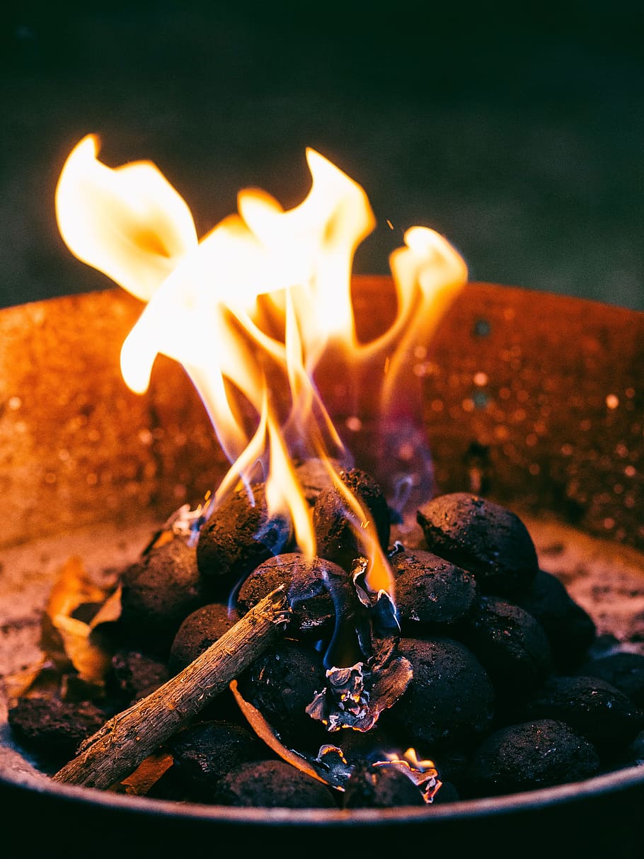 Online crop | HD wallpaper: fire, flames, camping, barbecue, bbq, coals