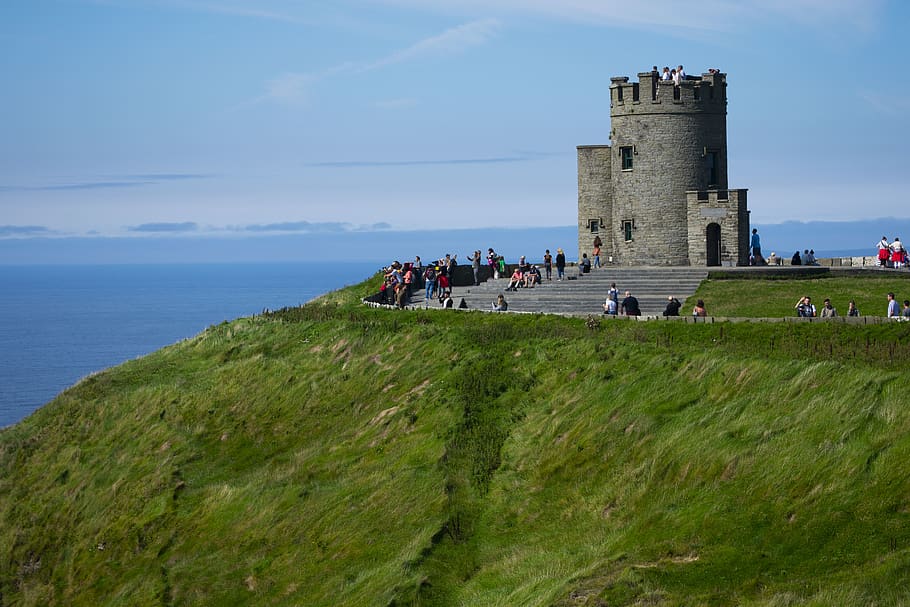 ireland, cliffs of moher, sky, architecture, group of people