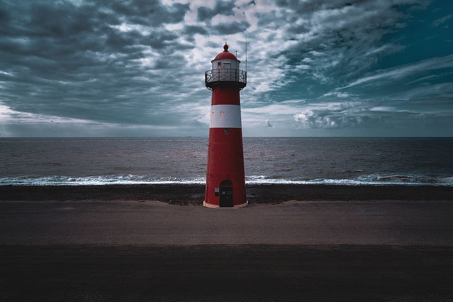 lighthouse, building, architecture, tower, beacon, netherlands HD wallpaper