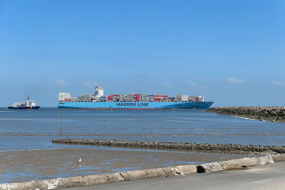 freighter, shipping, container ship, cargo, hamburg, charge HD wallpaper