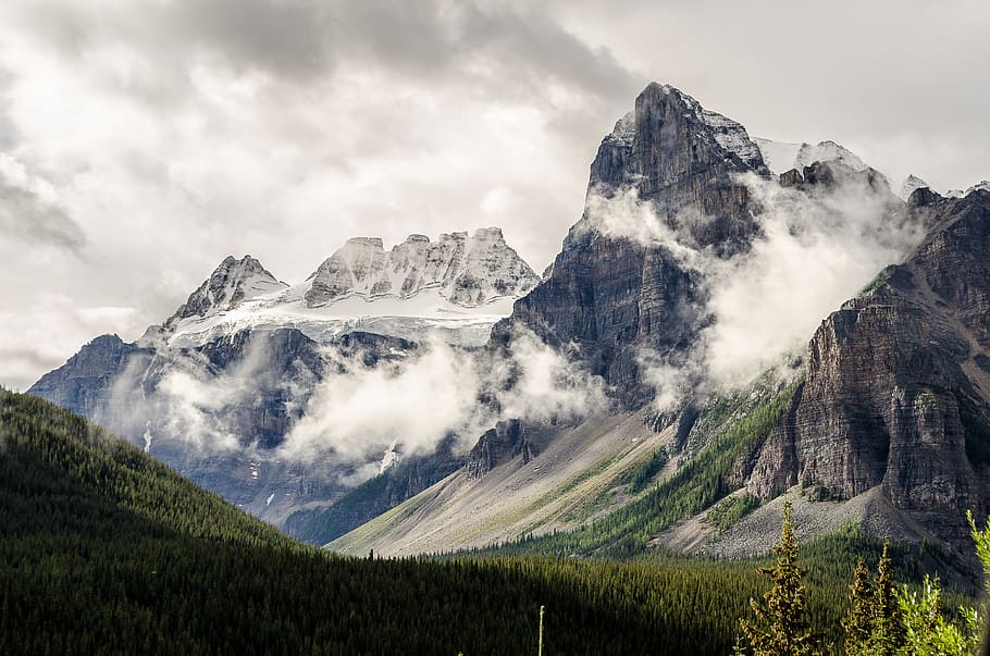 grey and white mountain, cloud - sky, beauty in nature, scenics - nature HD wallpaper