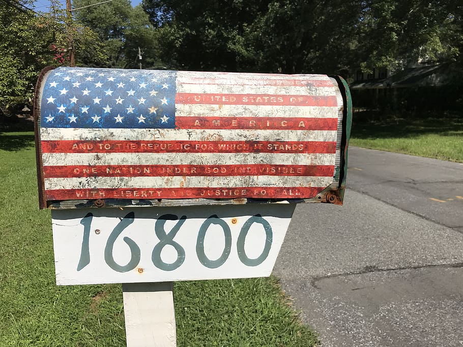 flag, symbol, maryland, mailbox, american flag, letterbox, postbox, HD wallpaper