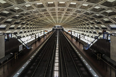 Waiting subway platforms in the DC metro system., arch, commute HD wallpaper