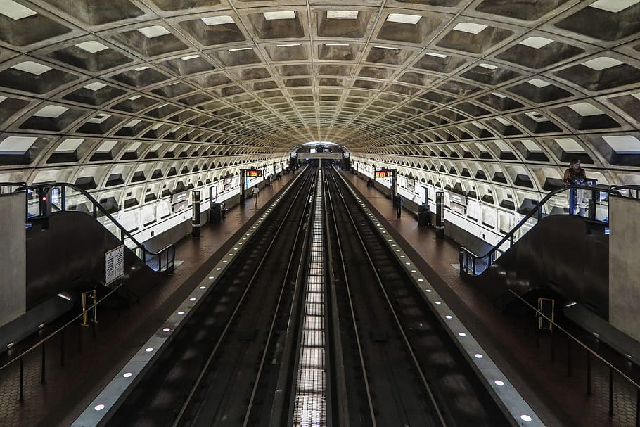 Waiting subway platforms in the DC metro system., arch, commute, HD wallpaper
