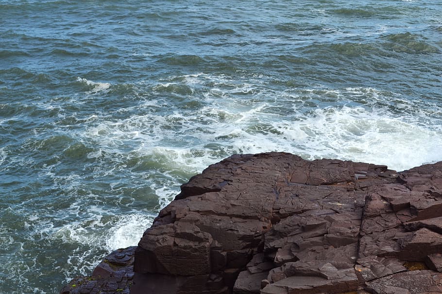brazil, tôrres, sea, water, motion, rock, wave, rock - object HD wallpaper