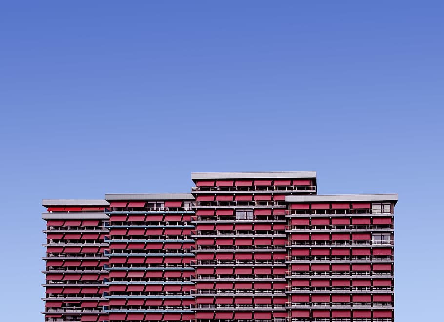 pink building, sky, built structure, architecture, building exterior HD wallpaper