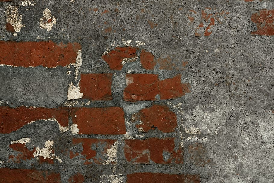 brick, wall, concrete, old, worn, damaged, background, texture HD wallpaper